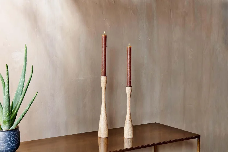 Decorative ceramic vases for contemporary weddings -Himba Mango Wood Candlestick