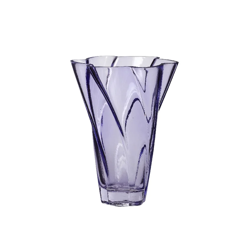 Designer flower vases for luxurious living rooms -Hübsch Bloom Vase Glass Purple