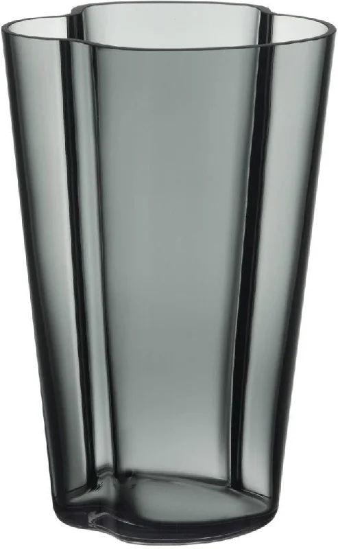 Simple glass flower vases for dining table -Iittala Alvar Aalto Vase Dark Grey, 22cm