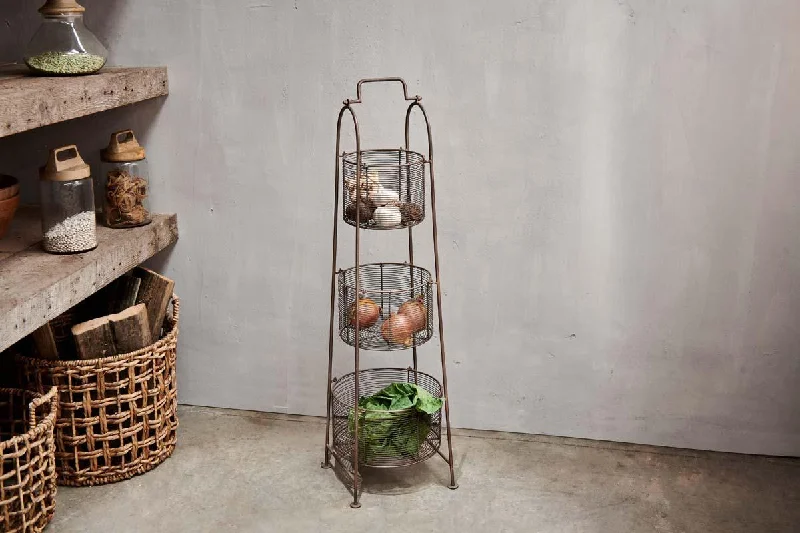 Rustic flower vases for farmhouse interiors -Inkollu Three-Tiered Storage Stand