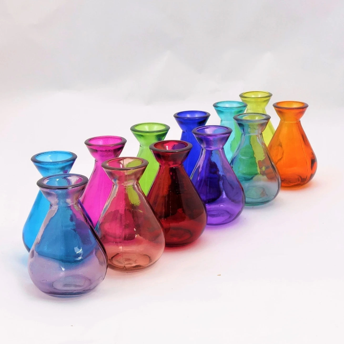 Clear glass vases for modern home decor -Jarapa Glass Coloured Bud Vases