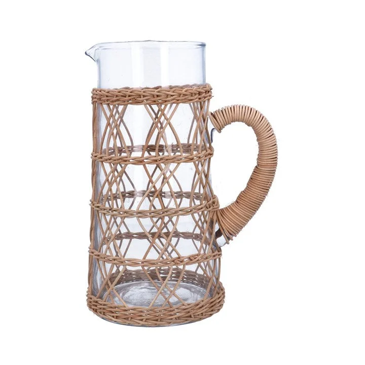 Decorative crystal vases for modern floral arrangements -Rattan Glass Jug - Large