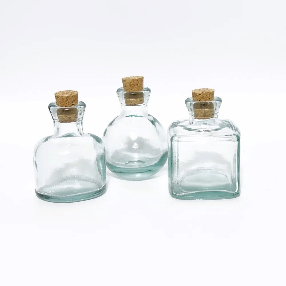 Crystal vases for table centerpieces at weddings -Mini 10cm Clear Glass Bottles