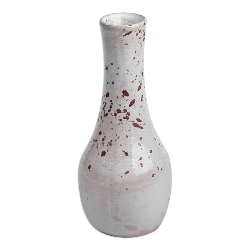 Large glass vases for centerpieces at weddings -Novica Handmade White Elegance Ceramic Vase