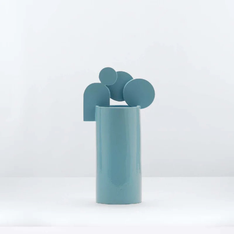 Large vases for wedding floral centerpieces -Occhi della Madonna - Light blue glazed bubble family ceramic vase