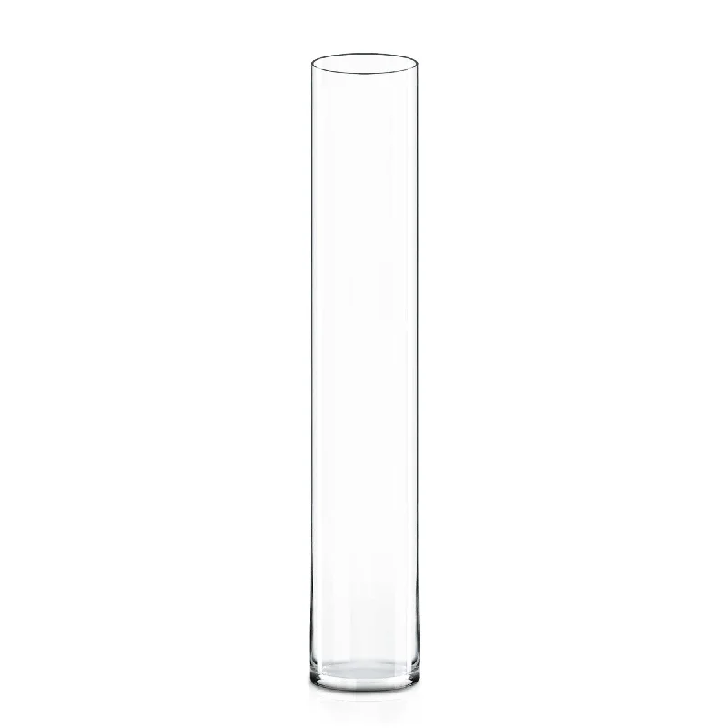 Affordable crystal flower vases for wedding decorations -20 PCS Clear Glass Cylinder Vase D-6" H-40" (Available in 60 & 200 PCS)