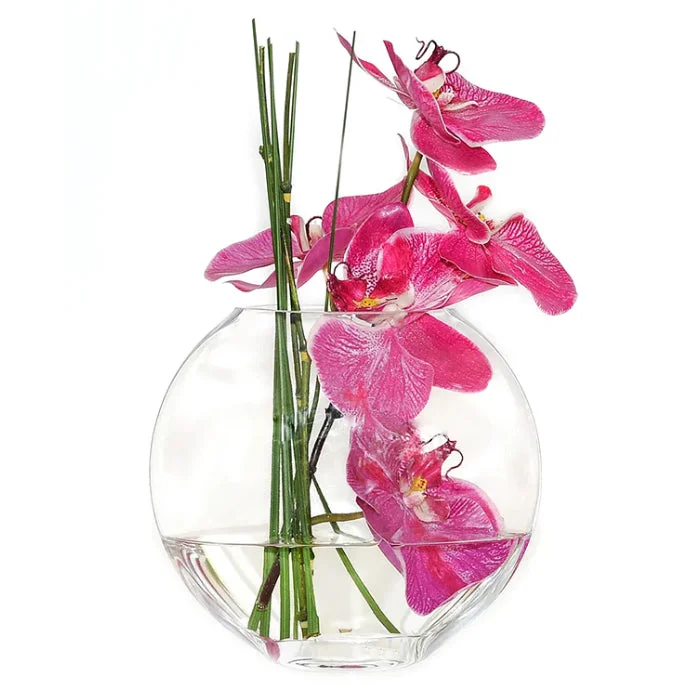 Beautiful ceramic vases for floral centerpieces -Pack of 4 PCS Clear Glass Moon Shaped Oval Flat Display Bowl Vase H-7.5" W-9.25"