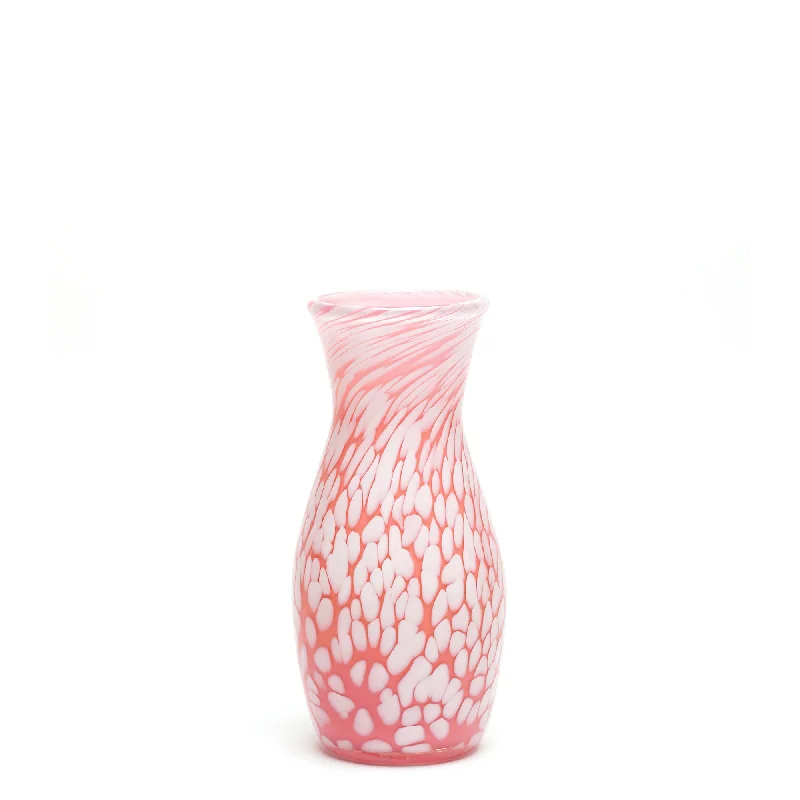 Decorative glass vases for office decor -Pink/White Spotted Vase