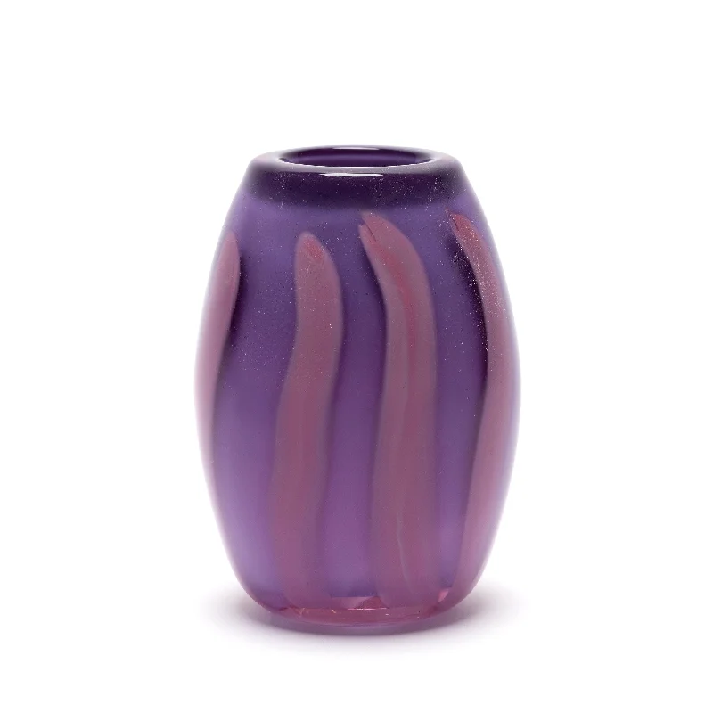 Large handcrafted ceramic vases for modern living rooms -Purple Vase with Pink Stripes