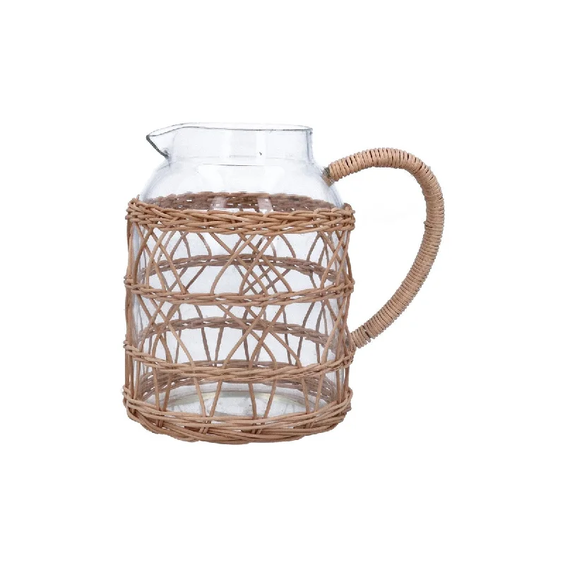 Affordable decorative vases for wedding arrangements -Rattan Glass Jug - Medium