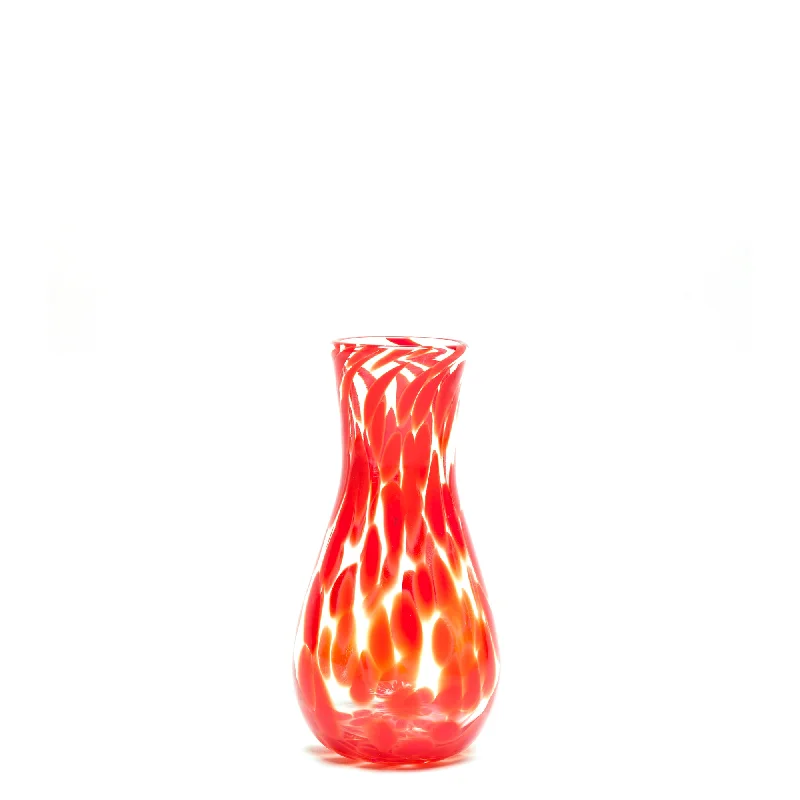 Large crystal vases for home centerpieces -Red/Transparent Spotted Bud Vase