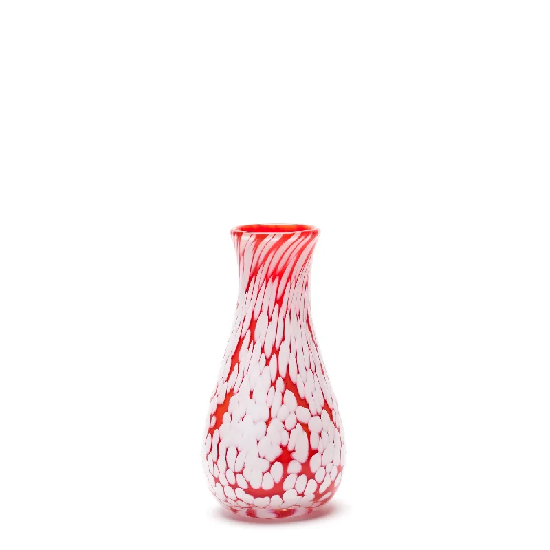 Elegant handmade vases for wedding decor -Red/White Spotted Bud Vase