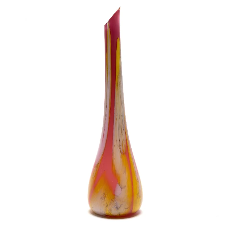 Modern glass vases for floral decorations -Rose Drop Neck Vase with Yellow/White Swirls