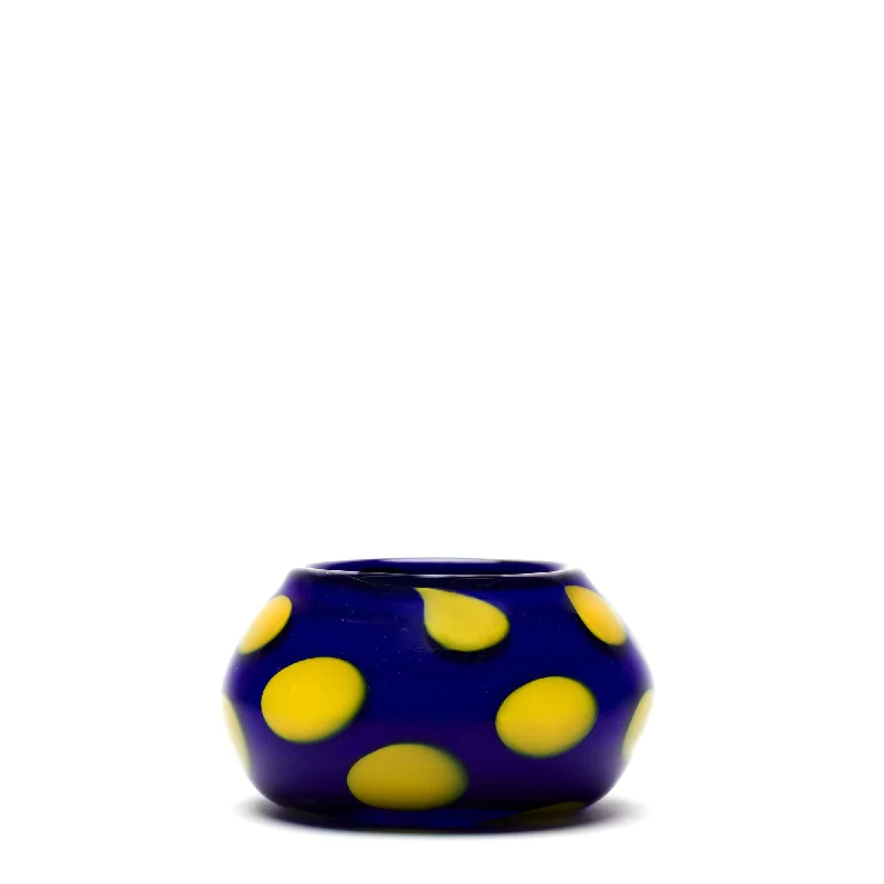 Unique tall flower vases for wedding displays -Royal Blue Low Vase with Yellow Spots