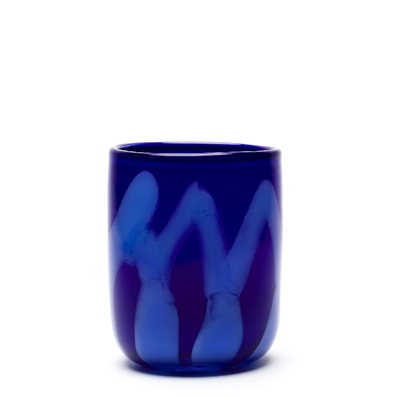 Luxury tall ceramic flower vases for weddings -Royal Blue Vase with Sky Blue Strokes