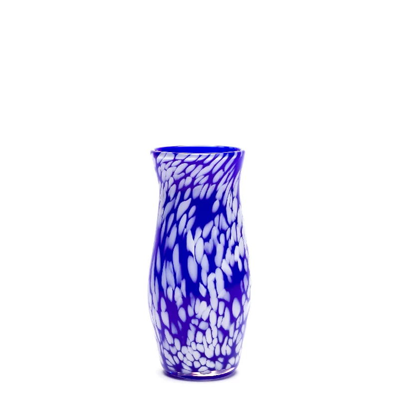 Crystal glass vases for wedding floral decorations -Royal Blue/White Spotted Vase