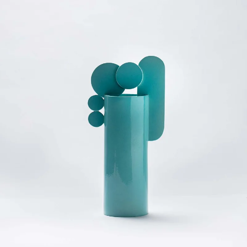 Handcrafted flower vases for modern wedding arrangements -Sardinia - Turquoise glazed bubble family ceramic vase