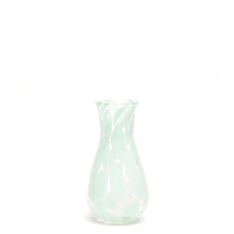 Crystal flower vases for modern weddings -Seafoam Green/Transparent Spotted Bud Vase