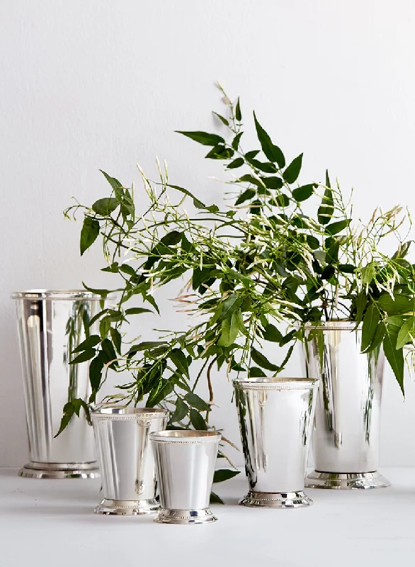 Beautiful glass vases for modern home decor -Silver Plated Julep Cup Vase, Available in 5 Sizes