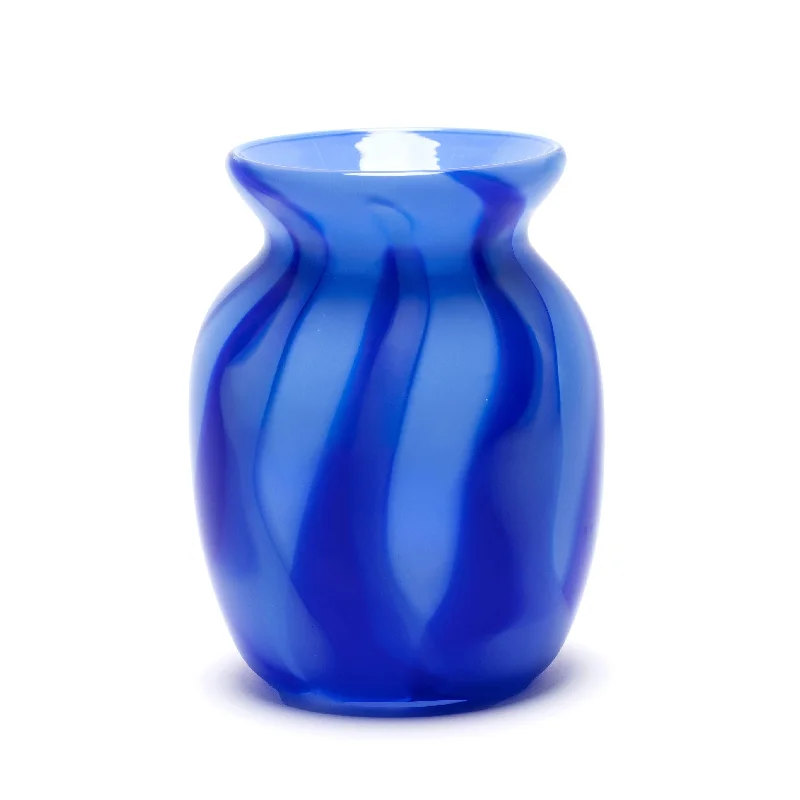 Simple modern vases for office floral displays -Sky Blue Vase with Royal Blue Strokes