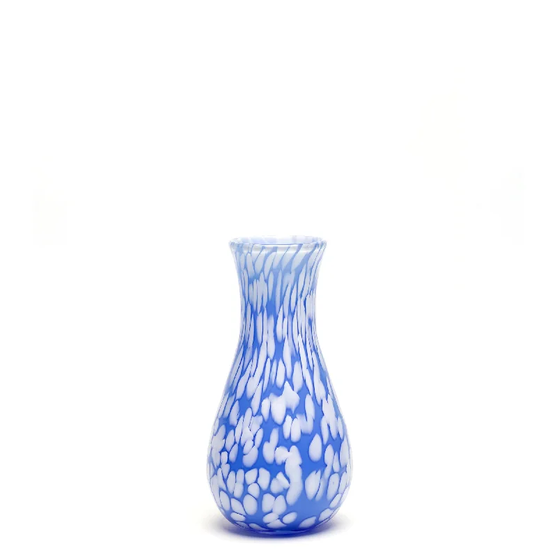 Large vases for contemporary home decor -Sky Blue/White Spotted Bud Vase