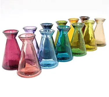 Beautiful decorative vases for flower arrangements -Tarifa Mixed Mini Coloured Glass Bud Vases