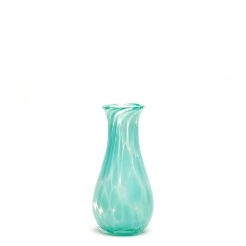 Luxury handcrafted ceramic vases for home use -Teal/Transparent Spotted Bud Vase