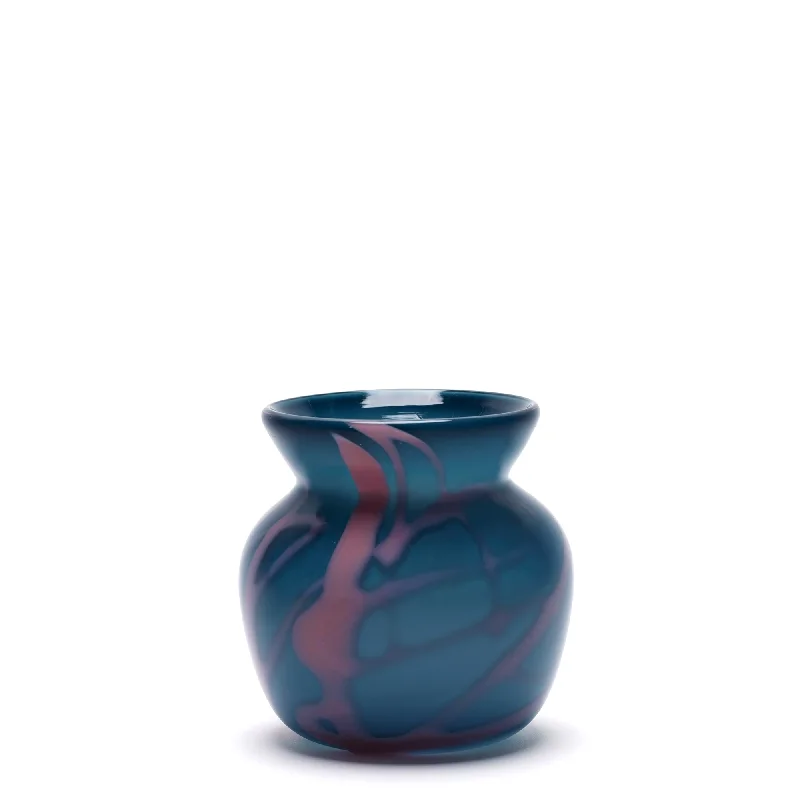 Modern designer vases for flower displays -Teal Vase with Pink Strokes