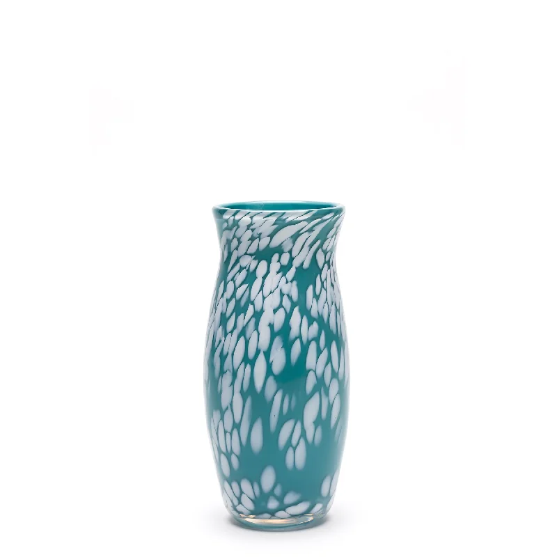 Large elegant vases for centerpieces -Teal/White Spotted Vase