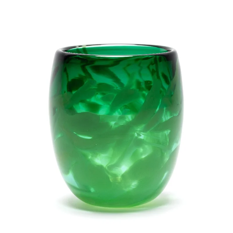 Colorful handmade flower vases for dining room -Transparent Green Vase with Green Strokes