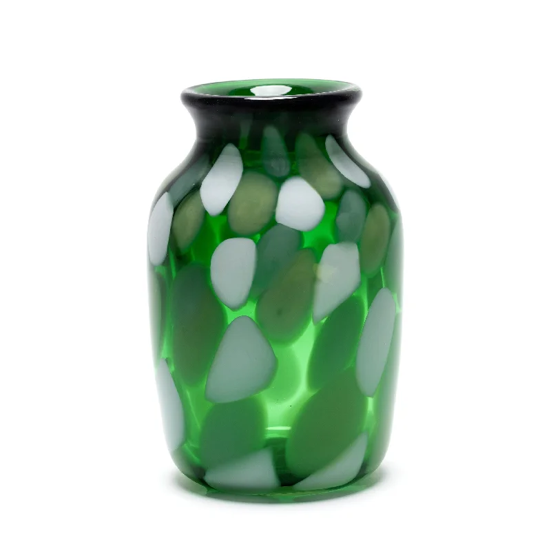 Designer vases for living room floral centerpieces -Transparent Green Vase with Pistachio and White Spots