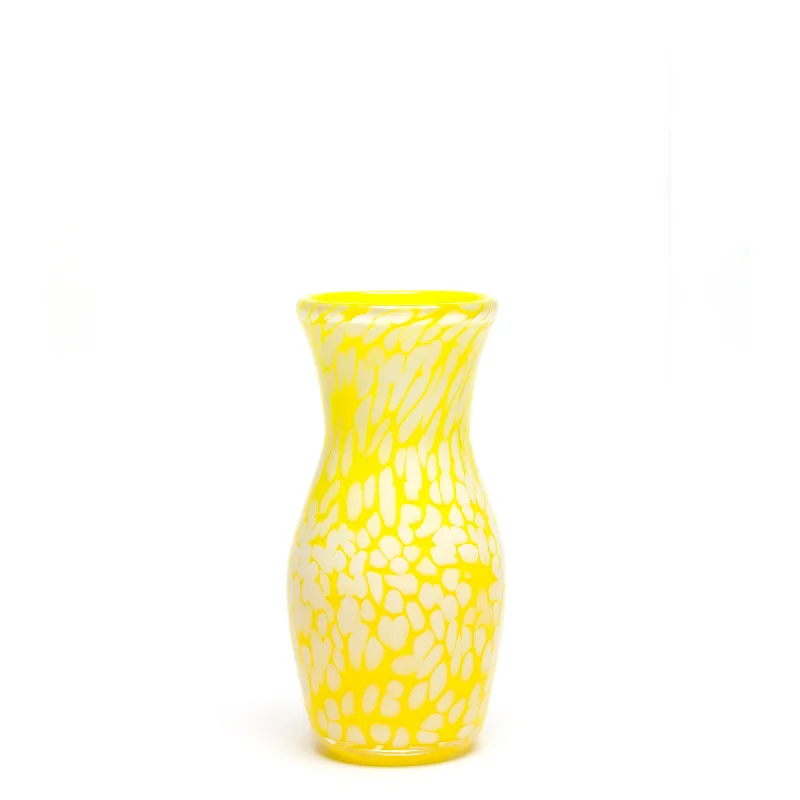 Affordable decorative vases for wedding arrangements -Transparent Neon Yellow/White Spotted Vase