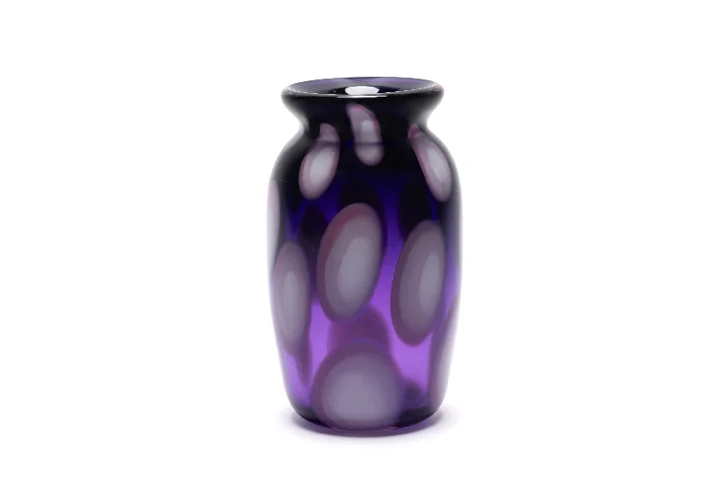 Designer crystal flower vases for home decoration -Transparent Purple Vase with Violet and White Spots