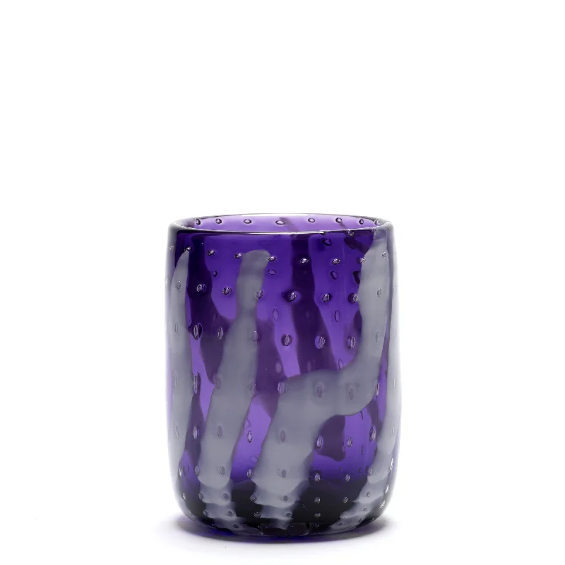 Designer handmade flower vases for wedding decor -Transparent Purple Vase with White Strokes