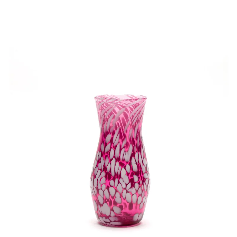 Large decorative flower vases for living room -Transparent Raspberry/White Spotted Vase