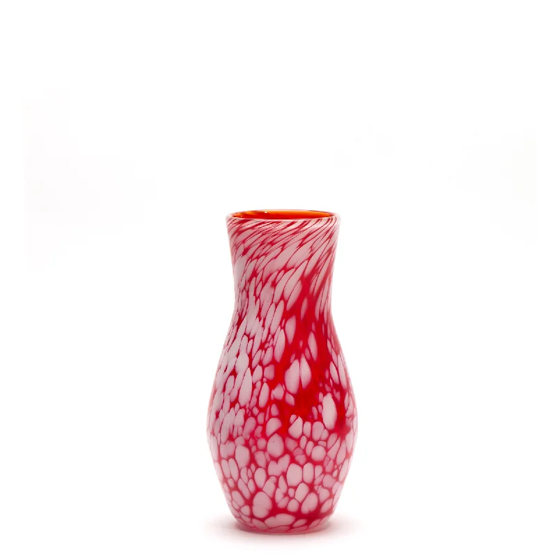 Affordable ceramic vases for modern floral arrangements -Transparent Red/White Spotted Vase