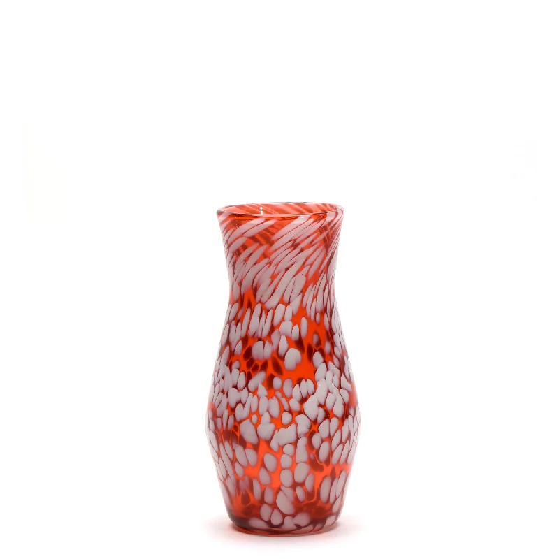 Simple designer flower vases for modern decor -Transparent Sienna/White Spotted Vase