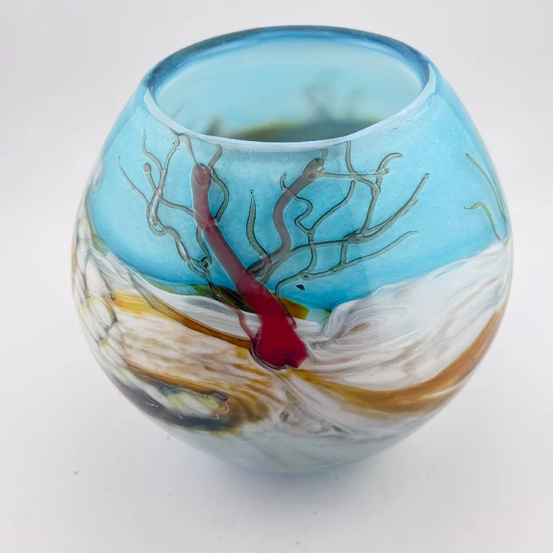 Beautiful handmade vases for living room decor -Underwater "Octopus Journey"  Round Vase