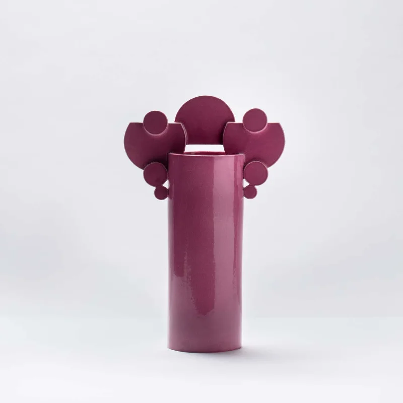 Designer handmade ceramic flower vases for sale -Violetta - Cyclamen glazed bubble family ceramic vase