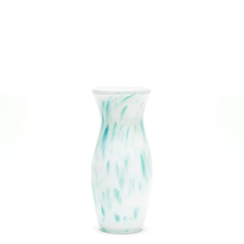 Crystal flower vases for elegant home decor -White/Teal Spotted Vase