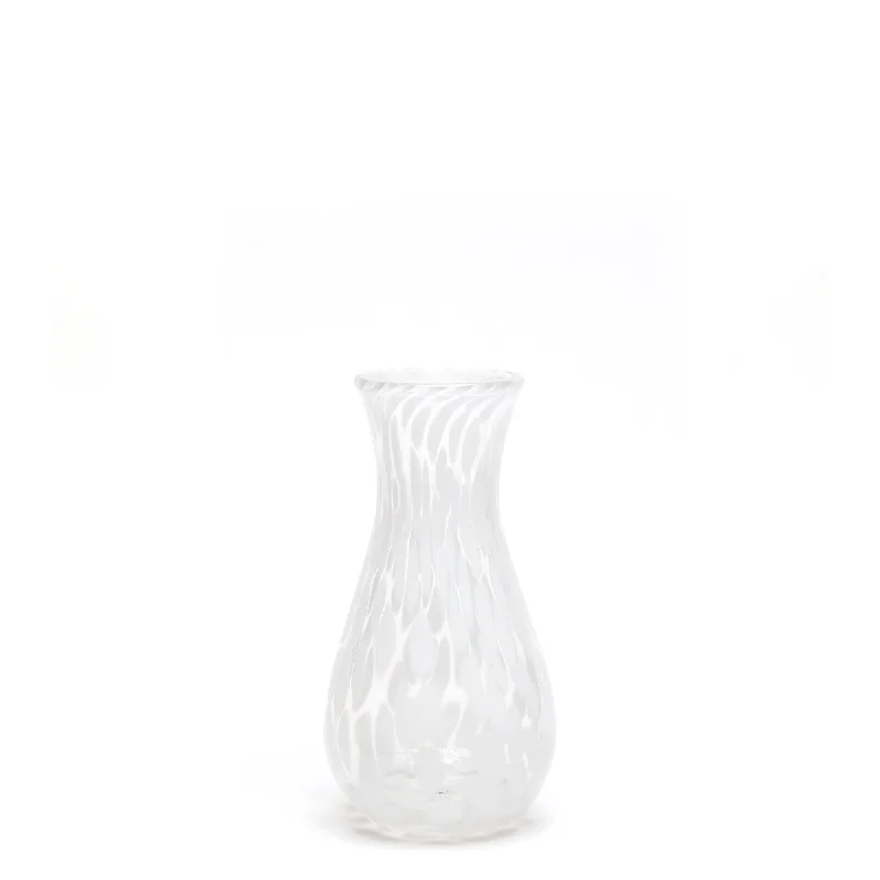 Affordable handmade flower vases for sale -White/Transparent Spotted Bud Vase