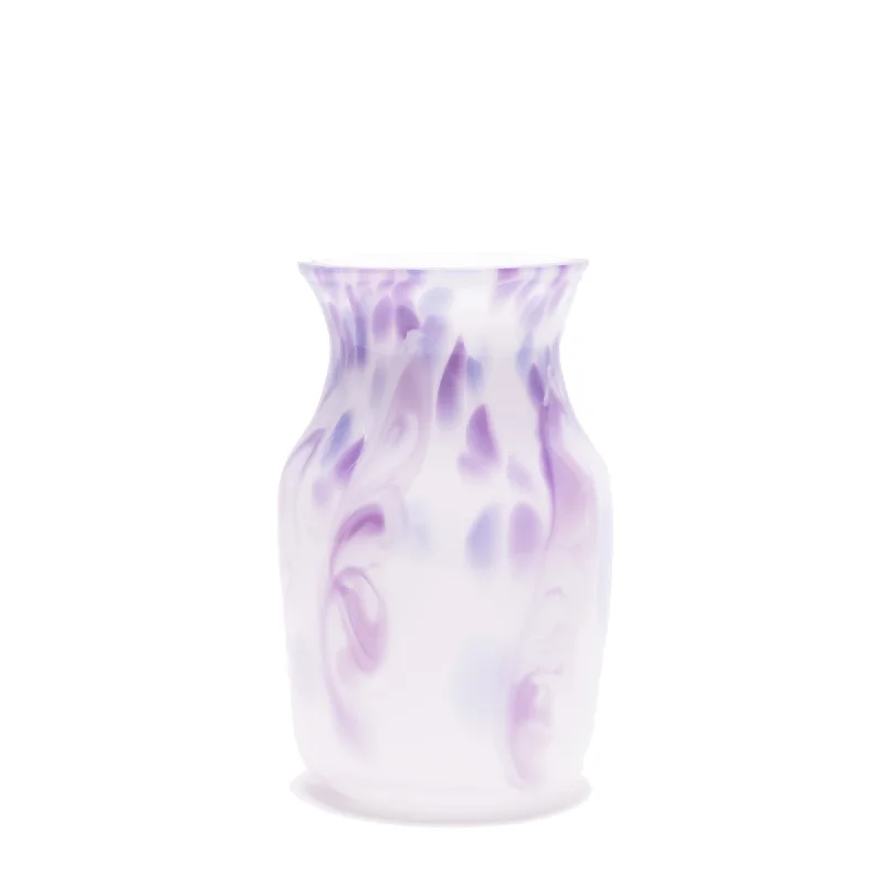 Elegant handmade flower vases for centerpieces -White Vase with Lavender Swirls and Spots