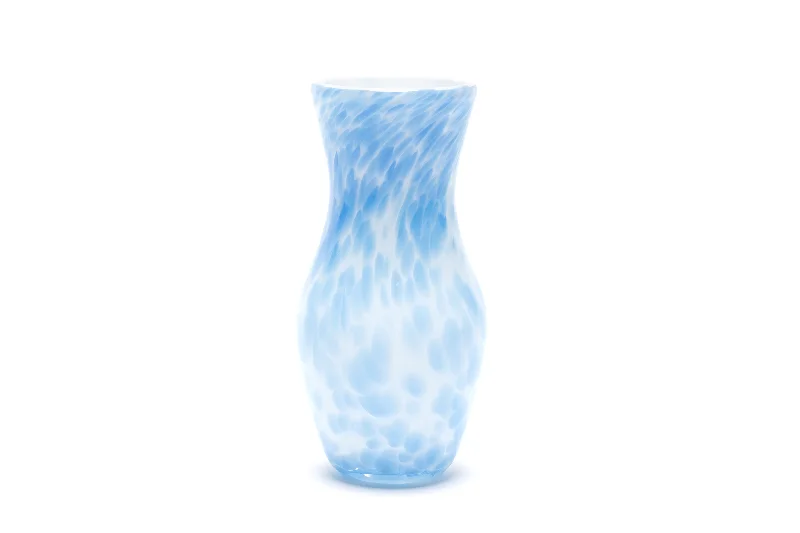 Rustic decorative flower vases for home use -White Vase with Sky Blue Spots