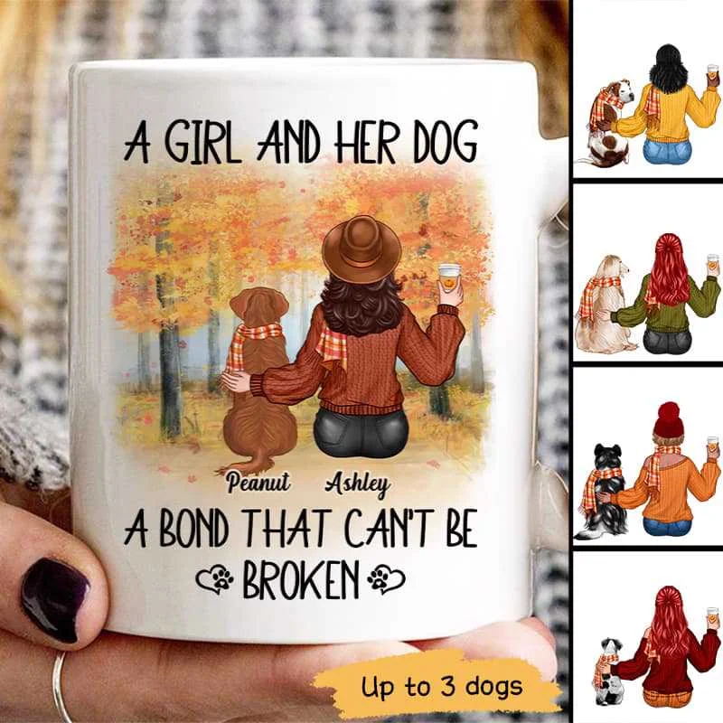 best tea mugs with infusers-A Girl And Her Dog A Bond That Can‘t Be Broken Fall Season Personalized Mug