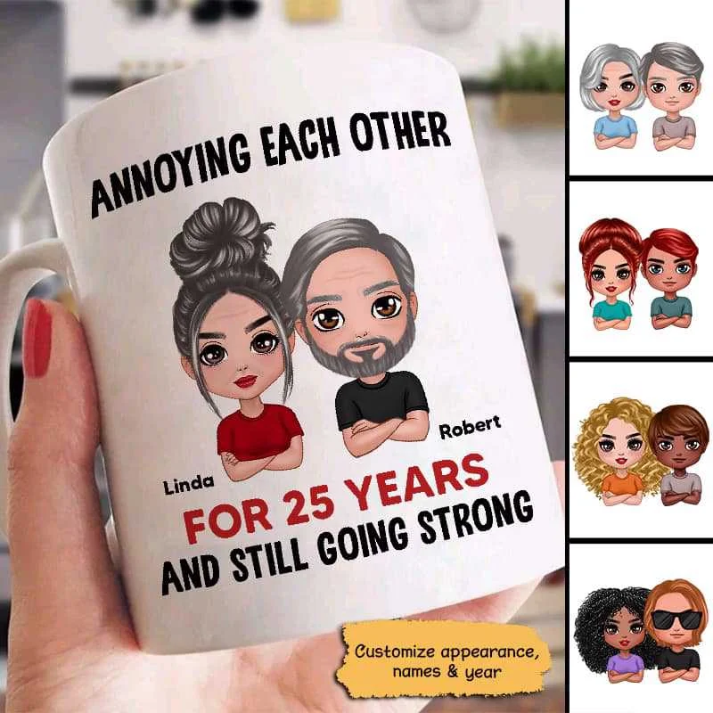 best mugs for tea breaks at work-Annoying Each Other Doll Anniversary Gift For Couple Personalized Coffee Mug