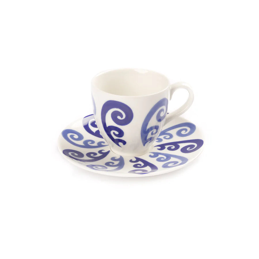 funny coffee cups with retro designs-Athenee Two Tone Peacock Coffee or Tea Cup