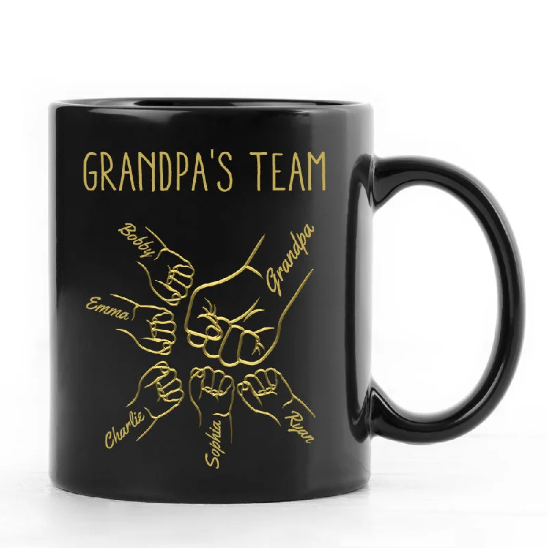 insulated tea mugs for daily use-Best Dad Papa Grandpa Fist Bump Outline Metal Personalized Mug