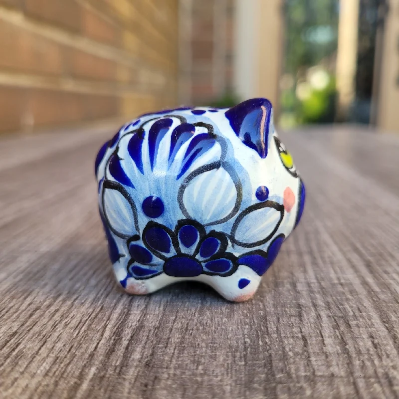 best coffee mugs for cold drinks-Blue Talavera piggy