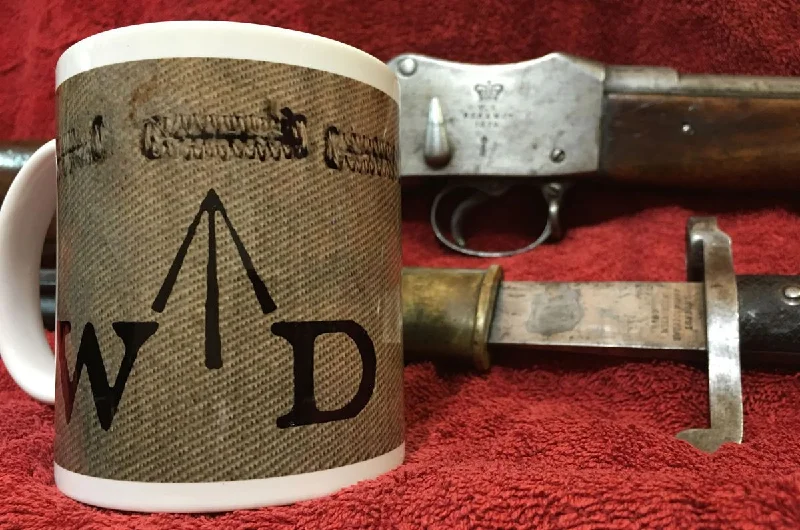 large custom mugs for corporate events-British War Department Broad Arrow Coffee Mug