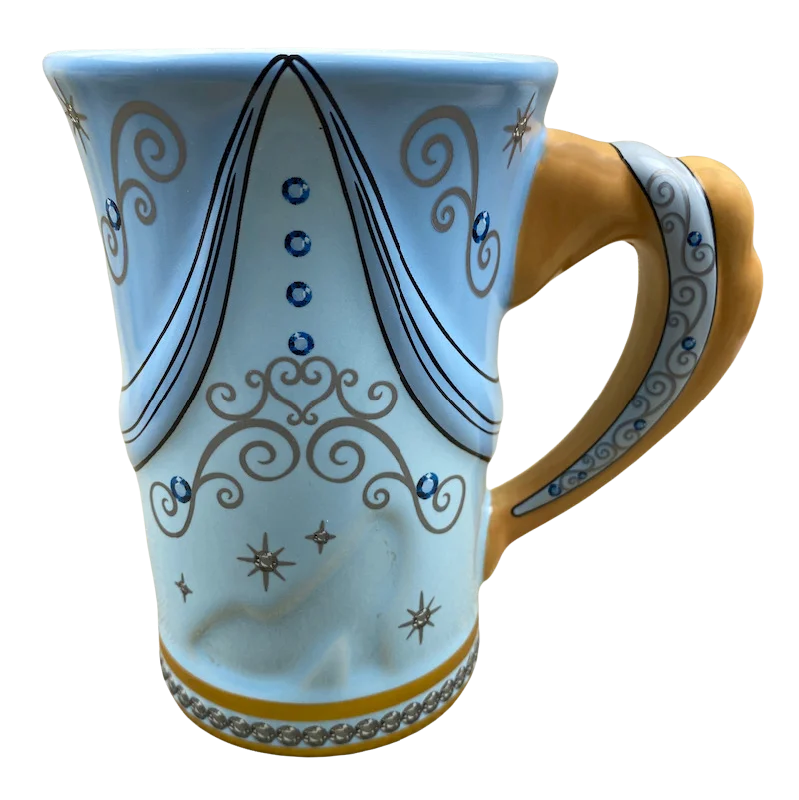 unique travel mugs for hiking-Cinderella Rhinestone Slipper Handle Signature 3D Embossed Mug Disney Parks